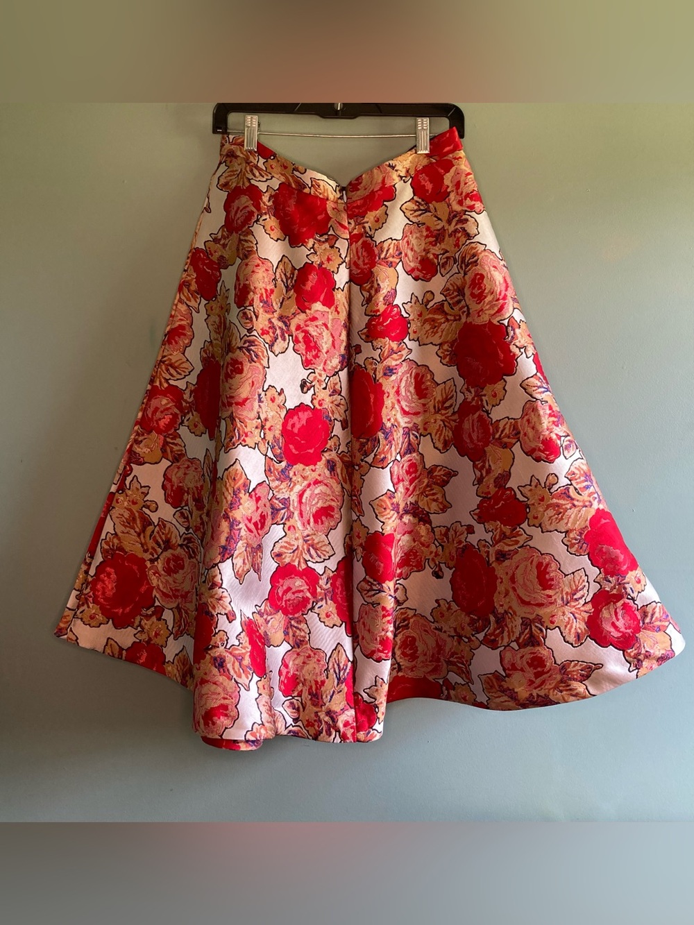 Anthropologie Rachel Antonoff Floral Rose Jacquard A-Line Skirt Size 8 - Picture 2 of 10